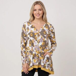 LOGO by Lori Goldstein Multicolor Abstract Print Tunic Top Size Medium NWOT